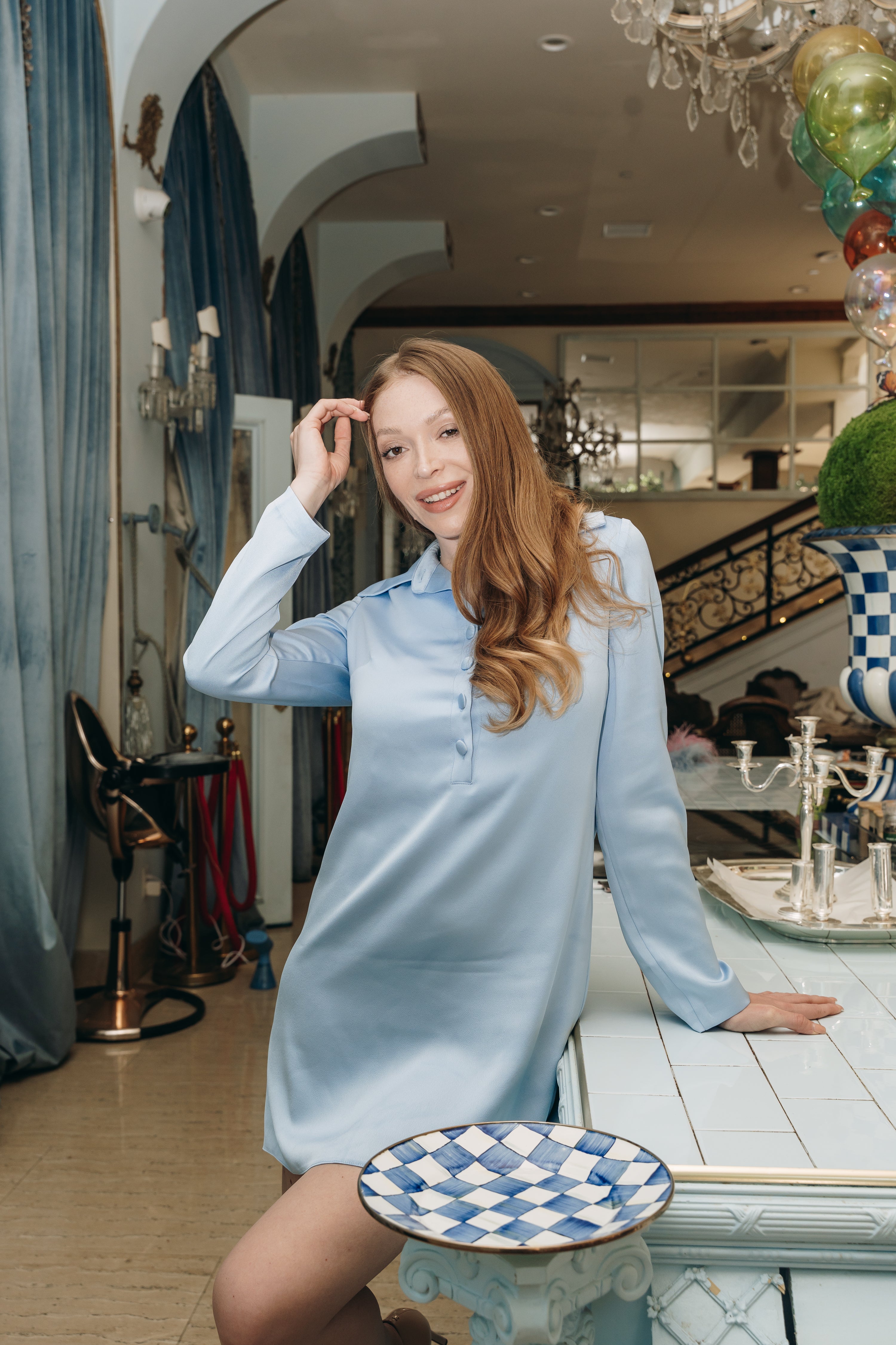 The Soft Prestige Mini Dress in Sky Blue - Heiress Gems