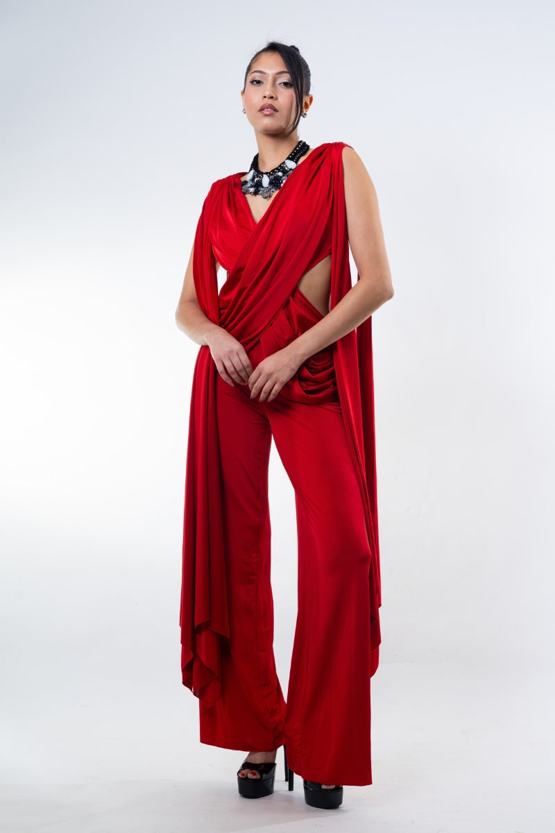 The Dynasty Jumpsuit in Rouge