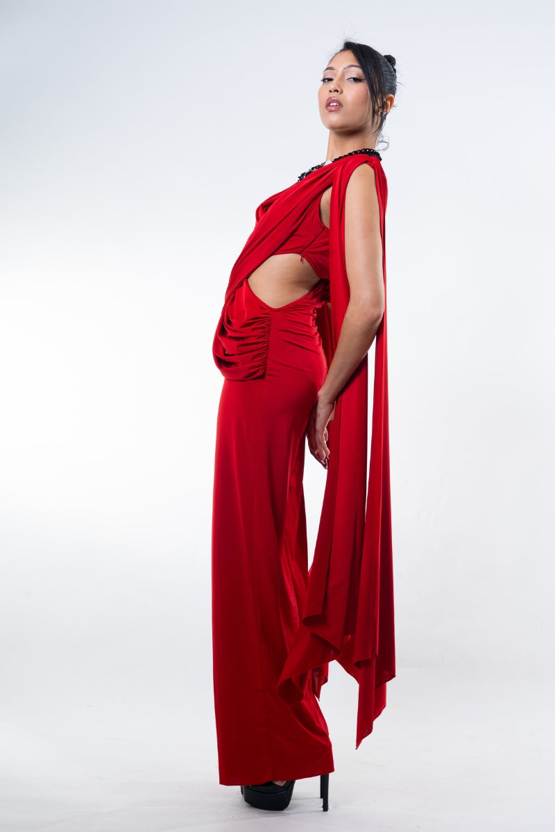 The Dynasty Jumpsuit in Rouge
