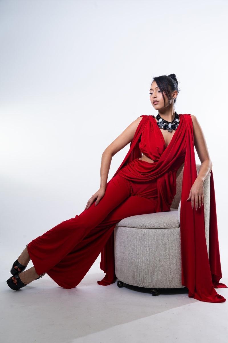 The Dynasty Jumpsuit in Rouge